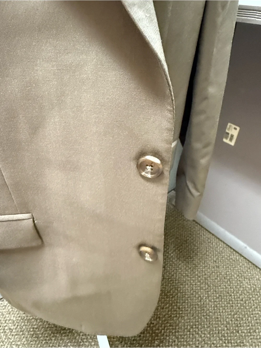 Vtg Lauren Ralph Lauren 100% Wool Taupe Sport Coat Blazer 46R Made in Canada